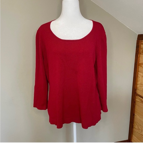 LOFT Sweaters - Loft red scoop neck knit sweater size M NWT